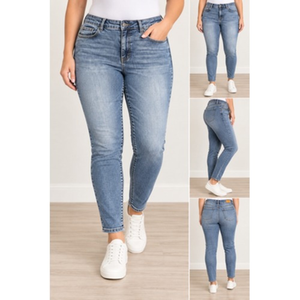 Judy Blue Jeans Womens 14W Skinny Stretch Denim Blue Wash JB88326 Plus Size